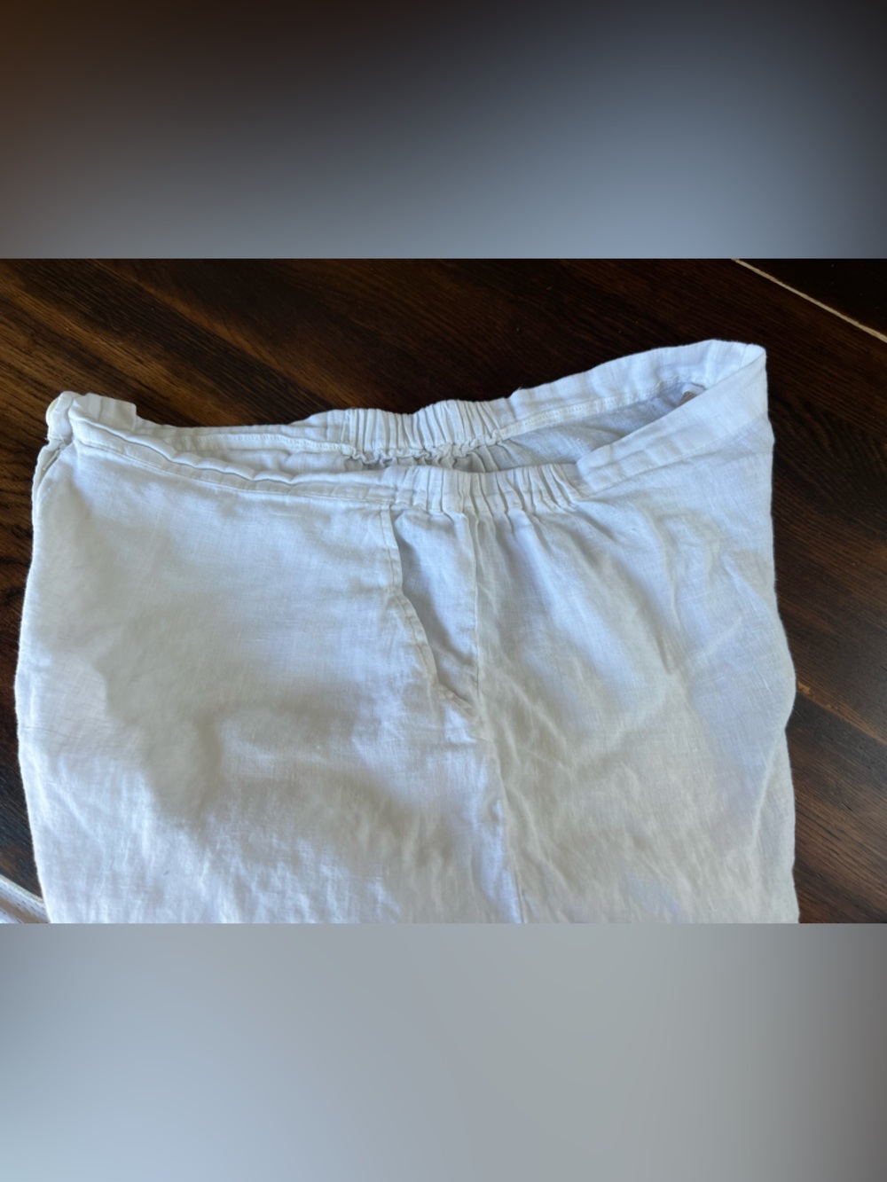 Flax 100% Linen Crop Pants Women’s M (10-14) White Lightweight Pockets Coastal - Picture 7 of 14